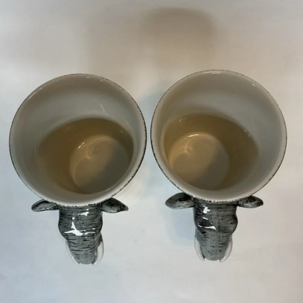 NWOB Pier‎ 1 Imports Hand Painted Figural Elephant Coffee Mug Cup 3D 5